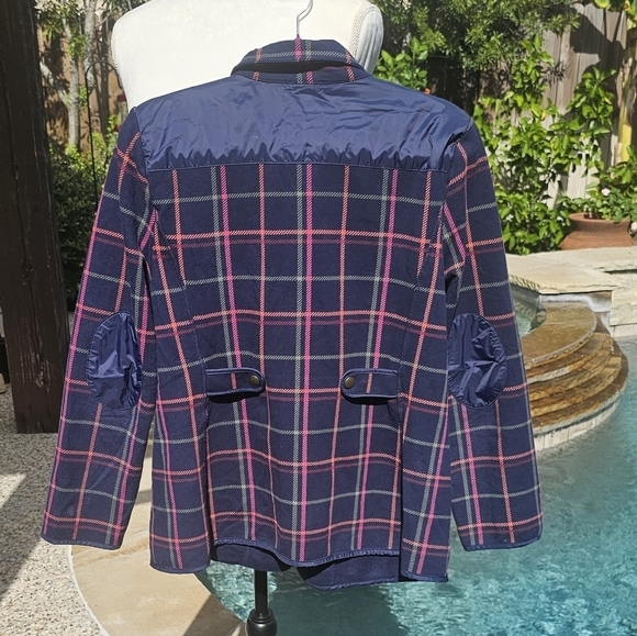 Nwot T by Talbots Blue Plaid Full Zip Jacket  Lp - Picture 11 of 13